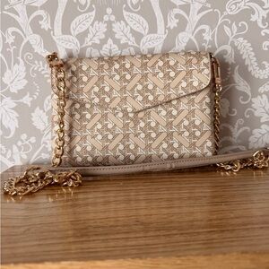 Anne Klein Woven Pattern Crossbody Clutch Removable Strap NWOT